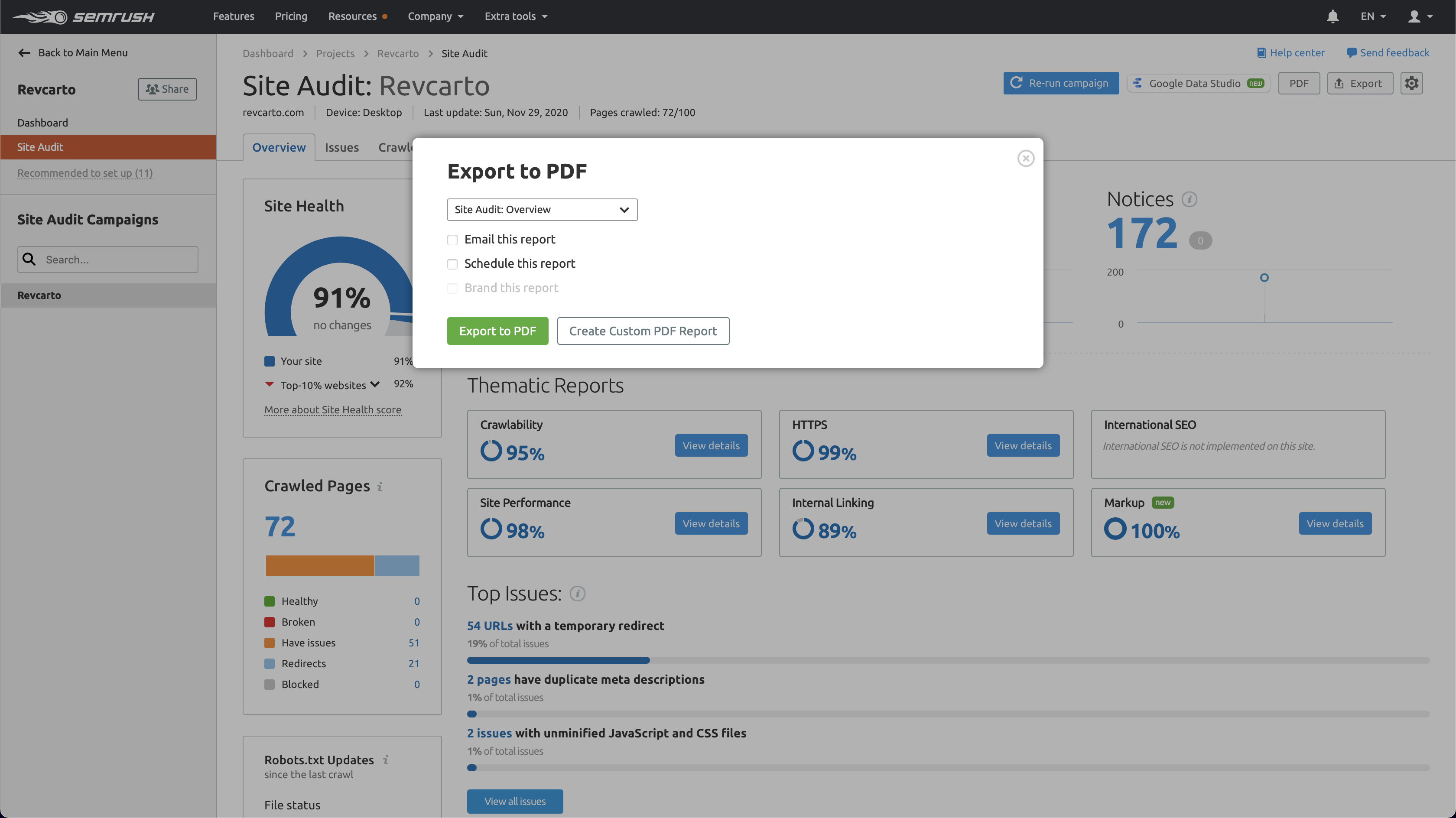 SEO Audit Settings